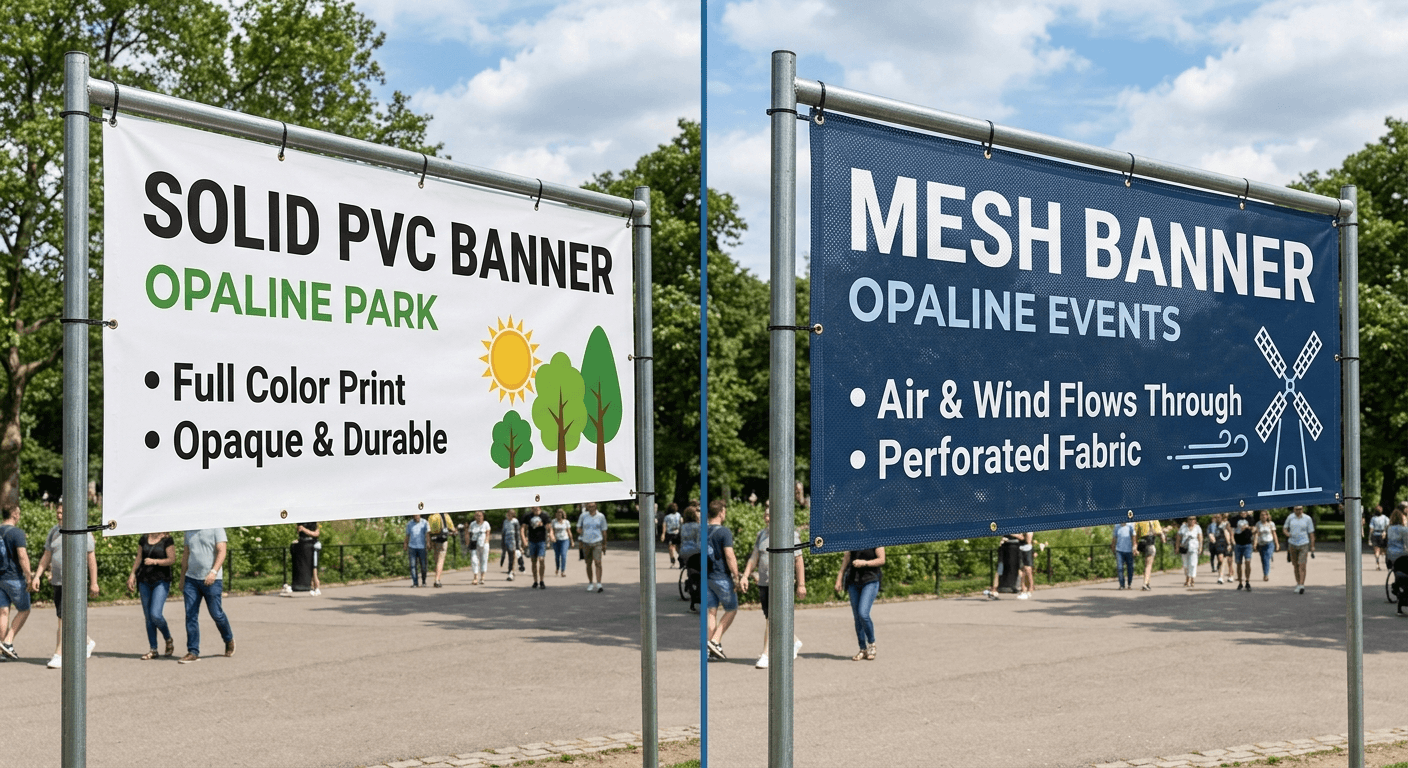 PVC banner material compared to mesh banner material